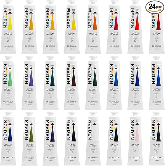 MEEDEN Artist Oil Paint Set - 24 Colors x 170ml/5.7oz Tubes | Professional Art Paints and Supplies for Canvas Painting