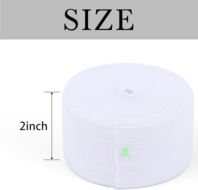 XKDOUS Elastic Band for Sewing, 2 Inch 7 Yards, White