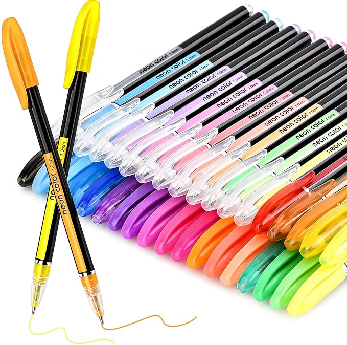 Colored Gel Pens Set for Coloring, 36 Colors Glitter Gel Pens, Fine Point Gel Pens Colored Set for Adult Coloring Books, Journal Pen Markers for Journaling Supplies, Writing Drawing Taking Office Home