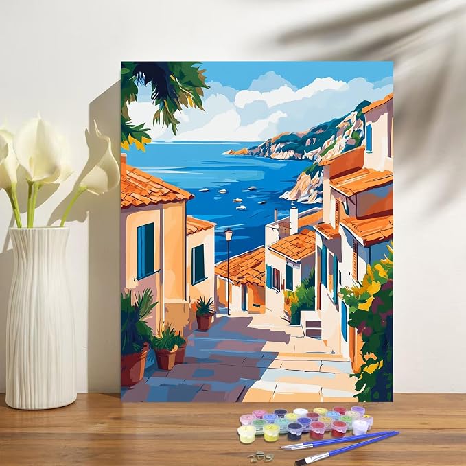 obterie Paint by Numbers Kit for Adults Beginner Oil Painting Kit Adult Paint by Number Kits on Canvas DIY Painting for Beginners Art by Numbers for Gifts Home Wall Decor 16x20 Inch