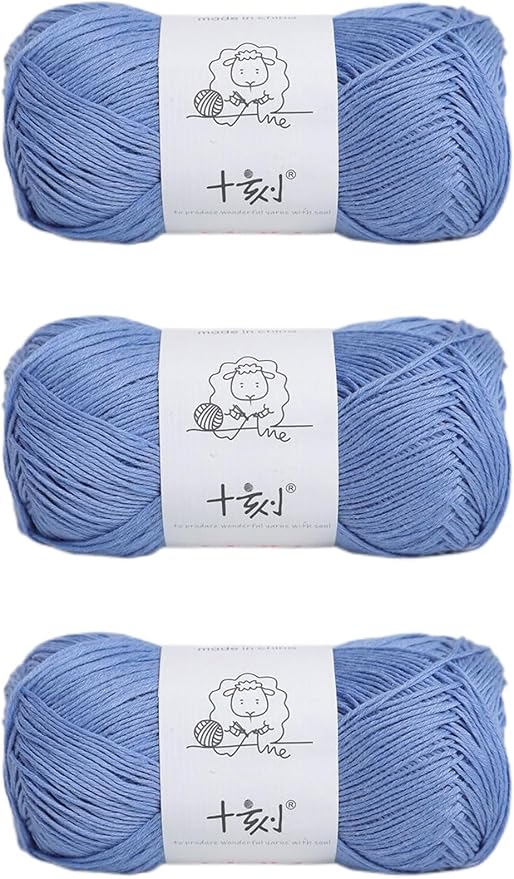 Linen Rayon Lyocell Blend Yarn, Superfine Fingering Weight (1), 150g/5.29oz (3 Strands, 50g/230yds per Strand)- 08 Blue