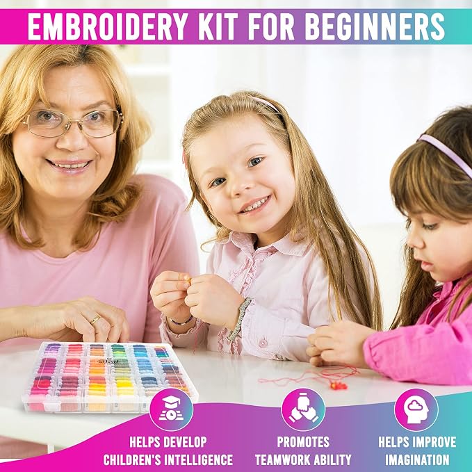 108 Color Embroidery Floss Kit, Cross Stitch Thread Storage Box