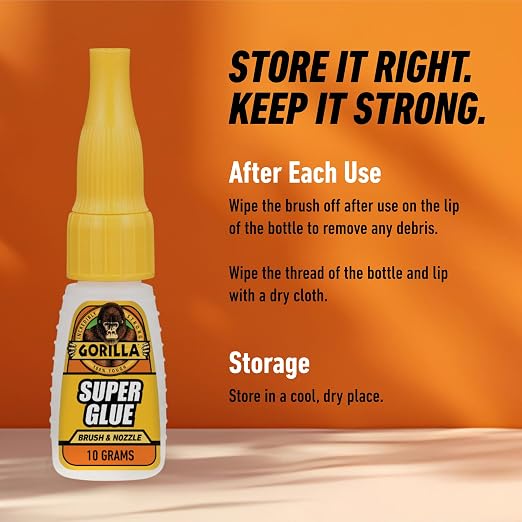 Gorilla Super Glue, Brush and Nozzle Two-Way Applicator, Clear, 12 g
