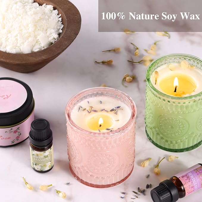 DARJEN Candle Making Kit for Adults, 8 Jars & Tins Soy Wax Scented DIY Set | 100% Soy Wax, 10oz Glass Jars, 4oz Tins, Cotton Wicks, Pleasant Scents, Instruction& More- Perfect as Home Decorations