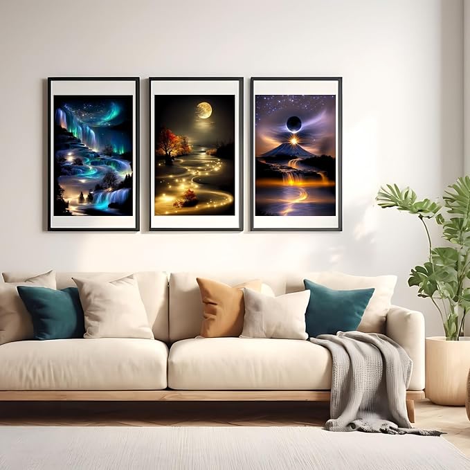 6 Pack Landscape Diamond Art Kits for Adults,5D Diamond Painting Sets | Moon DIY Full Drill Round Gem Painting for Adult Beginners Diamond Art ,Home Wall Decor 9.8x13.8 Inch