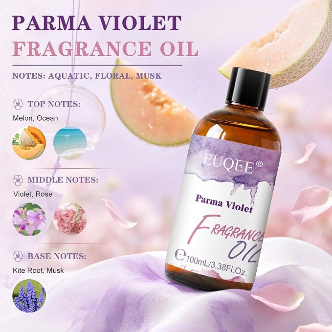 EUQEE 3.38 Fl Oz Parma Violet Fragrance Oil – Scented Oil for Diffusers