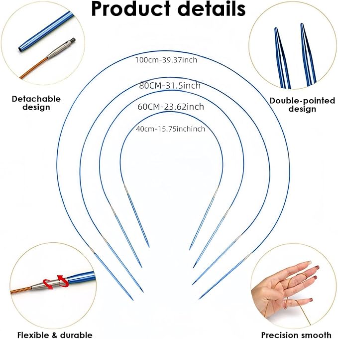 Hzkokon 13 Pairs 4 Inch Knitting Needles Set