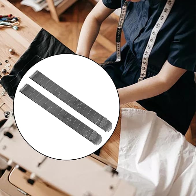 20 Pcs Stainless Steel Sewing Clips with 3-Inch Measurement Ruler – Hemming Tool for Quilting, Sewing, and Pinning Accessories