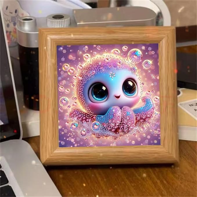 FONYANE Diamond Art Kits for Kids & Girls & Adults,5D Big Small Gem Art Mosaic Sea Octopus Honey，Dimond Painting Kit for Adults,Craft Kits Best Gifts for Birthday(6.69x6.69in)