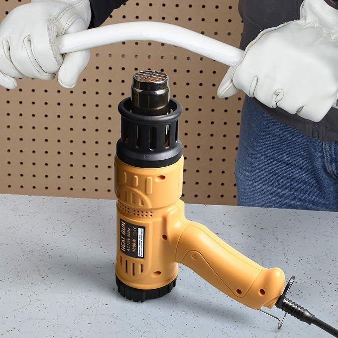 SEEKONE 1800W Heat Gun Variable Temp 122℉-1202℉ for Crafts, Shrink Wrap | Fast Heating 122℉-1202℉, Dual Airflow, Overheat Protection, 4 Nozzles for Shrink Tubing, Paint Removal and 3D Printing