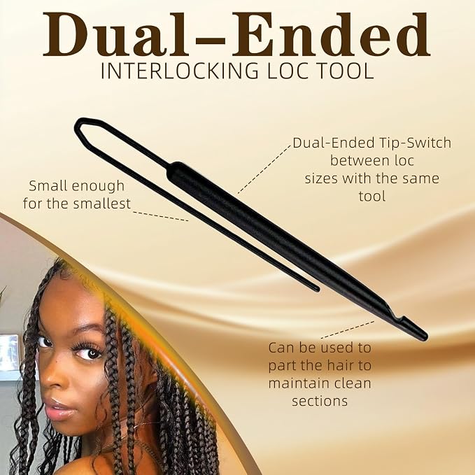 Rvluw 8 Pcs Interlocking Tool for locs,Dreadlock Crochet Hook, Black,Type B