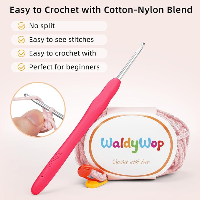 WaldyWop Crochet Kit for Beginners Adults, Wobbles Crochet Animal Kit, Complete Starter Knitting Set w/Step-by-Step Video Tutorials, Easy Yarn (Extra 40%), Hook - DIY Craft Kits, Gifts for Women