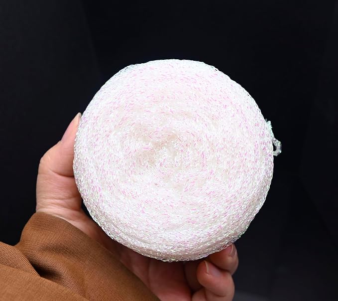 Metallic Glitter Yarn for Crochet & Knitting, Fine 2 Light Weight Worsted for Crochet Knitting, 35g 1.23oz, 85 Yards Soft Craft Sparkle Yarn (Brilliant White)