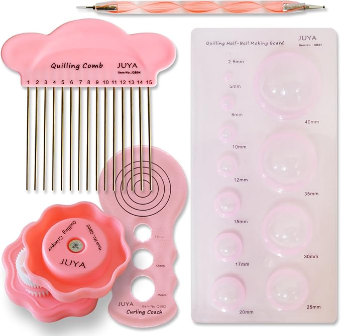 JUYA Paper Quilling Kit 960 Strips with 12 Tools, Pink Set, 3mm