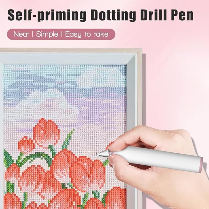 Electric Diamond Painting Pen, Cordless Vacuum Diamond Art Pen Low-Noise, Wax-Free, 3-Speed Adjustable, Rechargeable, Lightweight, Long-Lasting Electric Pen for Diamond Painting Accessories and Tools