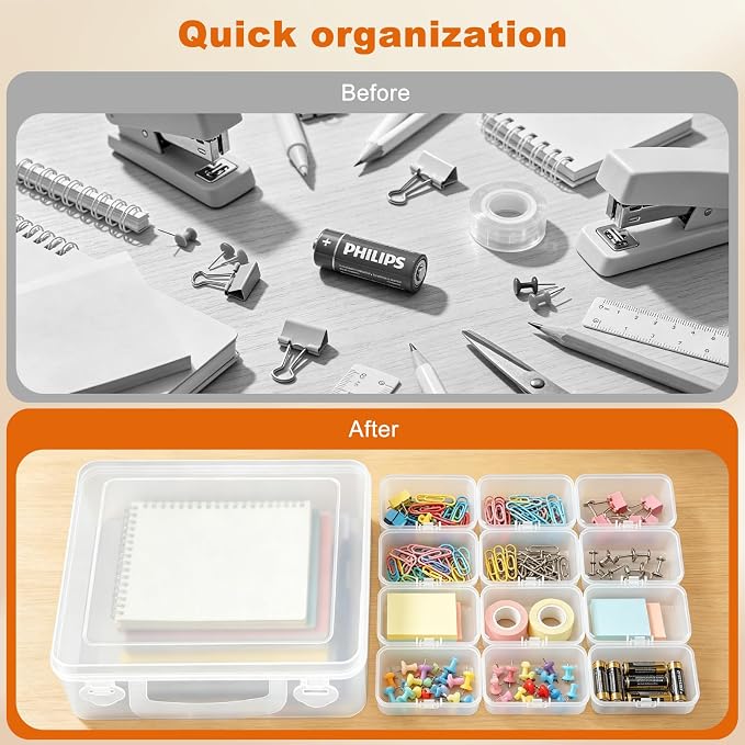 VZZNN 52 Pack Bead Organizer Box (4 Large Boxes and 48 Small Boxes), Jewelry Organizers and Storage with 256 Stickers, Suitable for Home and Office Storage of Handicrafts