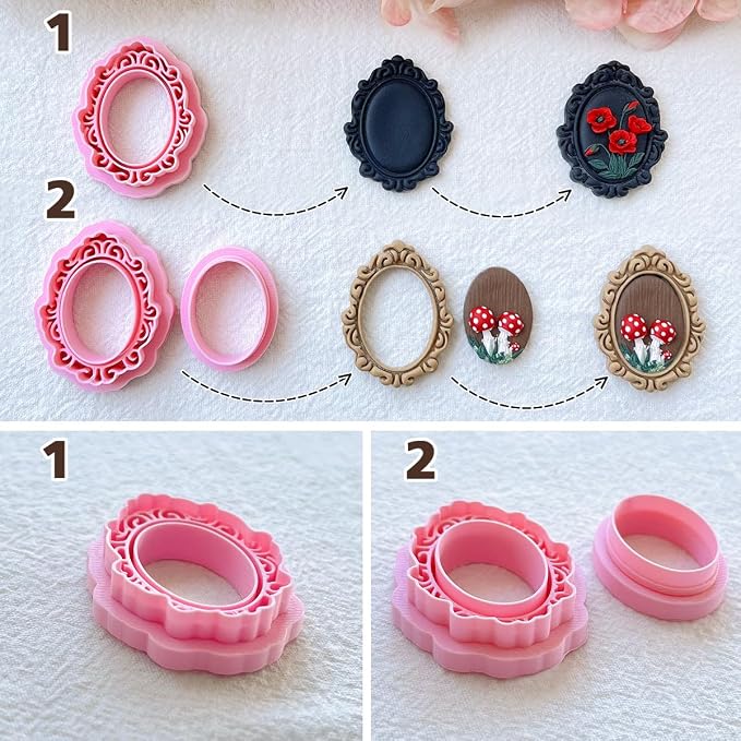Keoker Vintage Frame Polymer Clay Cutters, Clay Earring Cutters Boho, 12 Shapes Polymer Clay Frame Cutters