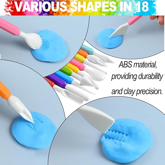 LINPHCEY Air Dry Clay Tools for Kids Ages 8+ Pottery Clay Tool Kit Plastic Clay Sculpting Tools Set for DIY Project, Modeling Polymer Clay Toys – Safe & Easy Grip for Beginners & Craft Lovers