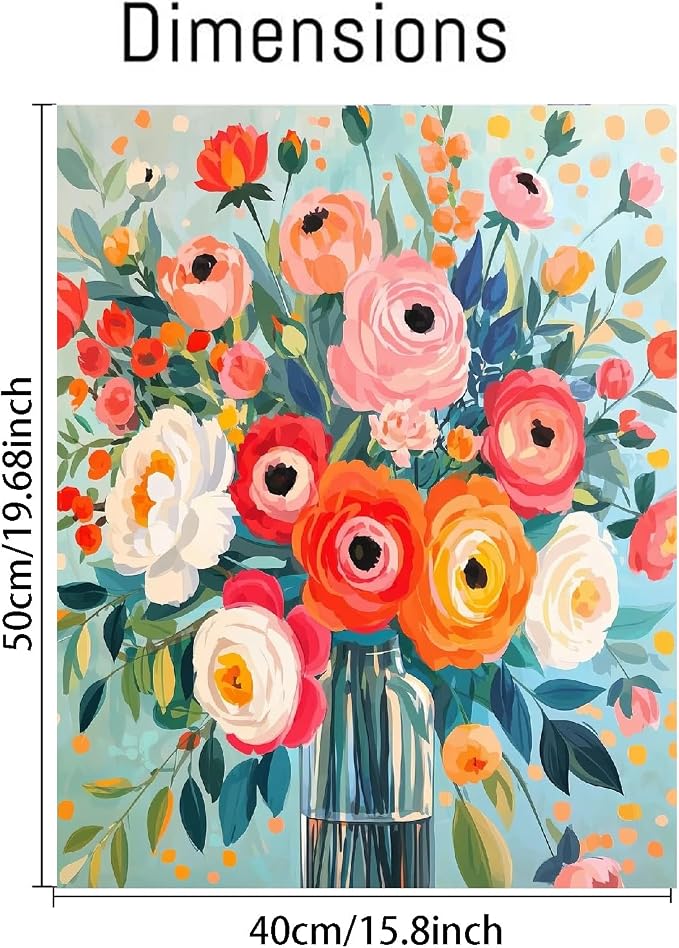 YarnMate Flowers in Vase Paint by Numbers Kit for Adults - Paint by Number on Canvas Without Frame, DIY Acrylic Painting for Gift Home Wall Decor (16x20 Inch)