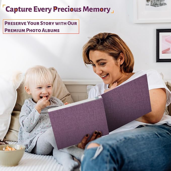 Artfeel Photo Album Self Adhesive Scrapbook,Large Photo Book for 4x6,5x7,8x10 Pictures,DIY Album for Baby Wedding Family Travel Birthday,with Metallic Pen and Scraper