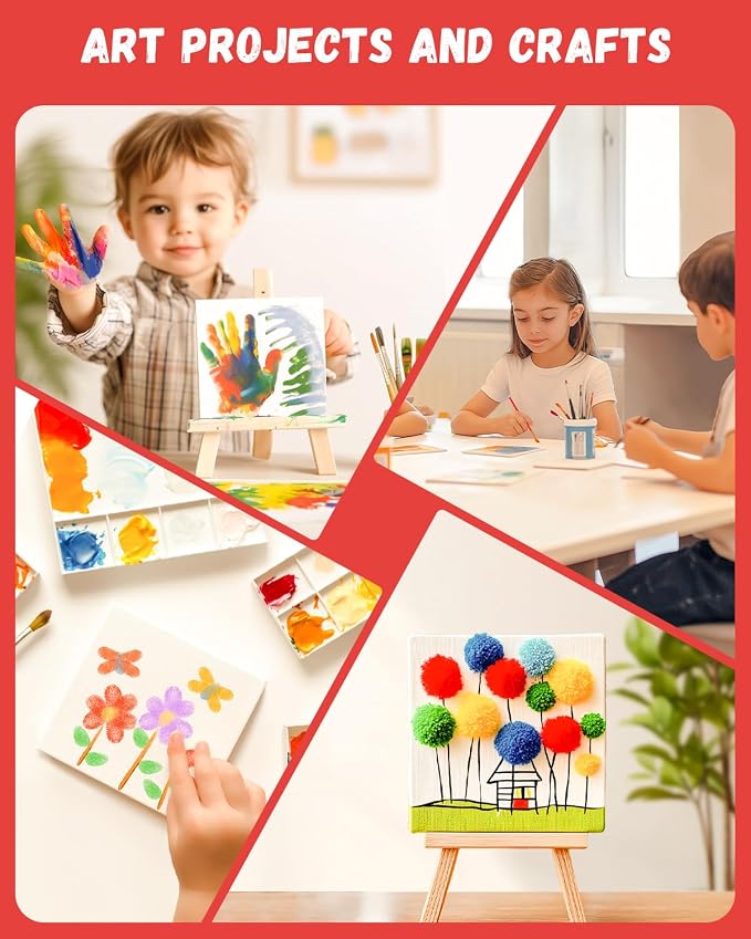 Simetufy 72 Pcs 4x4inch Mini Canvas Boards for Painting, Square Art Panels | 100% Cotton Primed Acid Free Blank for Oil,Watercolor,Acrylic Paint, Collage Art Projects