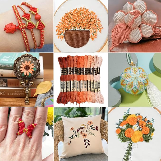 12 Skeins Orange Gradient Embroidery Thread Floss for Jewelry