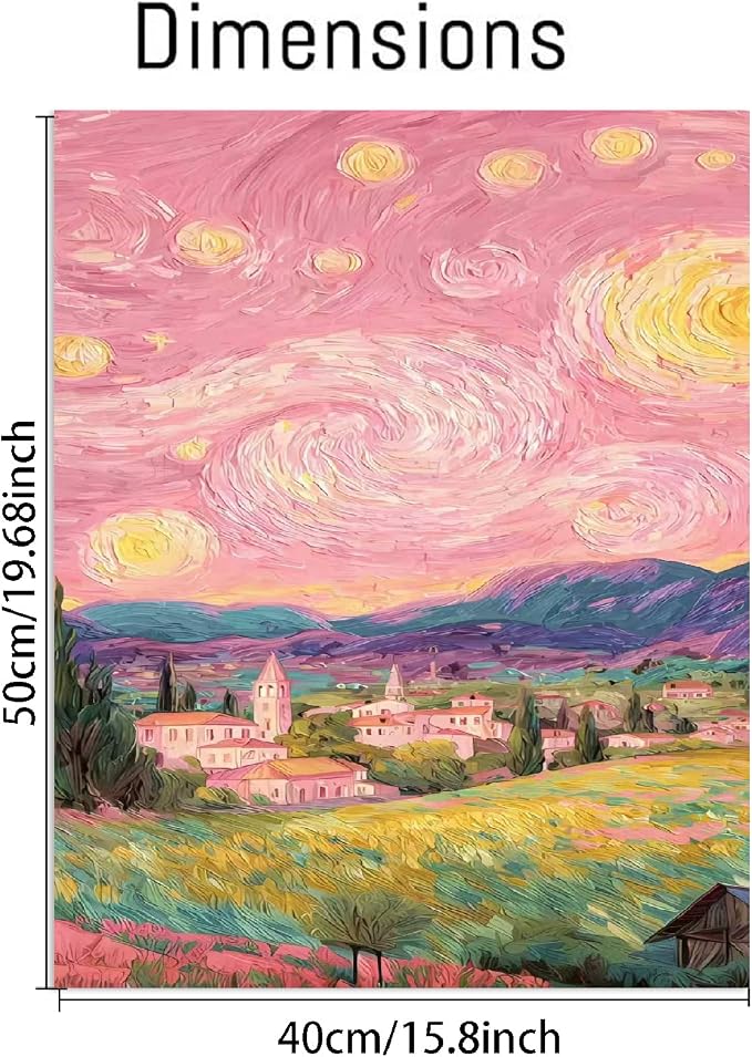 pchmcu Landscape Paint by Numbers Kit for Adults Beginner - Starry Night Adult Paint by Number Kits on Canvas,Mountain House Oil Paint by Numbers for Home Decor Gift 16x20 inch