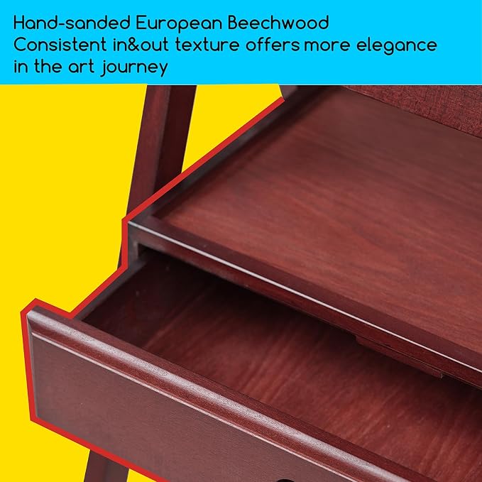 MEEDEN Studio H-Frame Easel with Art Supply Storage Drawer - Adjustable (60"~75") Wood Easel Stand for Artists, Adults and Students, Holds Canvas Art up to 35" - Deep Walnut