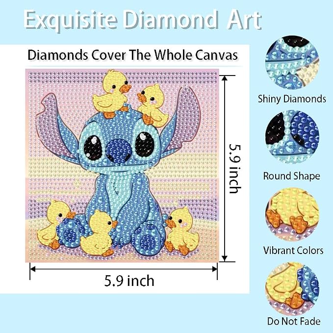 5D Diamond Art Painting Kits for Kids with Wooden Frame - Diamond Art for Kids Ages 6-8-10-12,DIY Art and Crafts Big Gem Gift Diamond Dots Painting by Number Kit Home Wall Decoration(7X7 inch)