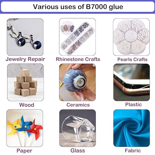 B7000 Adhesive Rhinestones Glue for Crafts, 2PCS 110ml / 3.7 fl oz with 5 Dotting Pen Tool, Wax Pencil and Tweezer, Jewelry Glue for DIY Craft, Makeup, Shoes, Jewelry Making, Nail Art