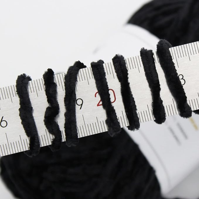 NICEEC 3 Skeins Soft Chenille Yarn 3 x85m (3X 93yds, 3X 50g)_Black