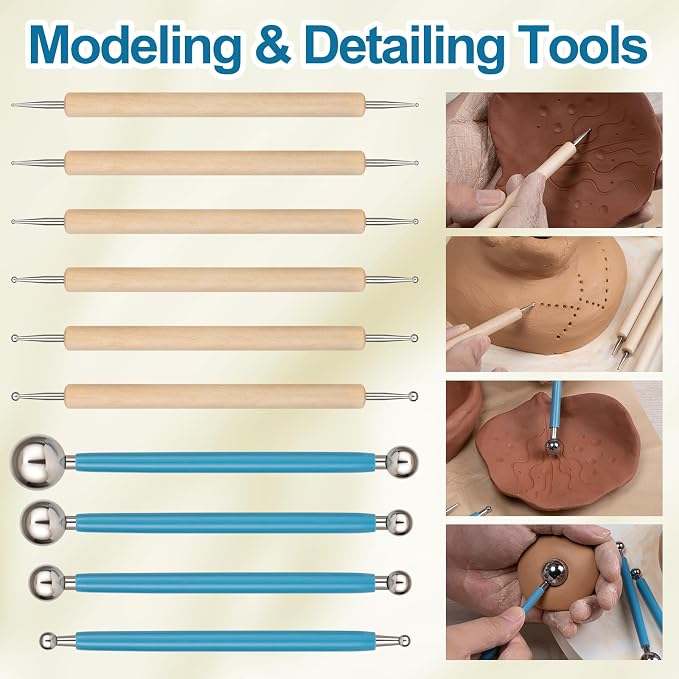Amrules 10Pcs Double-Ended Stainless Steel Dotting Tools with Multiple Size | Lightweight & Versatile, Multiple Sizes for Precision Dots & Details, Ideal for Rock Painting, Pottery, Nail Art, and More