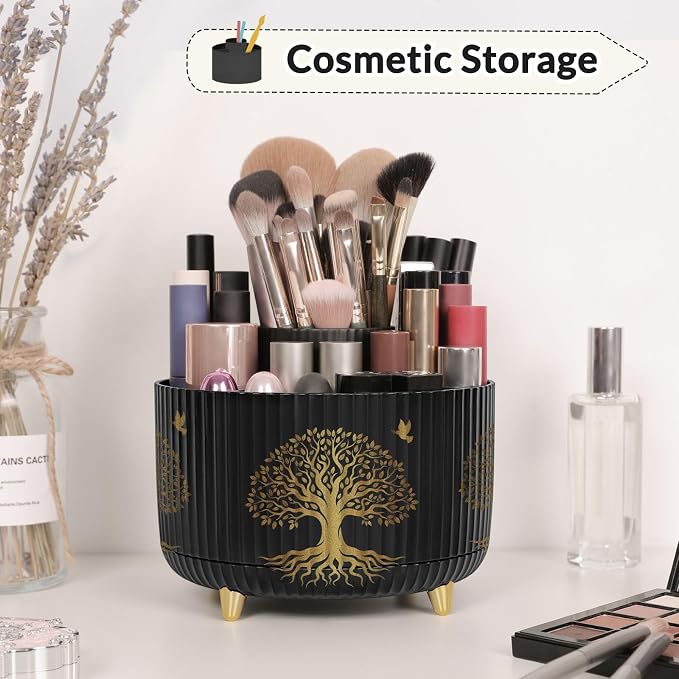 SKYDUE 360 Degree Rotating Pen Holder for Desk with 5 Slots,Tree of Life | Pen Organizer with 5 Slots, Office Supplies, Desk Organizer, Art Supply Pencil Cup for Office, School, Home