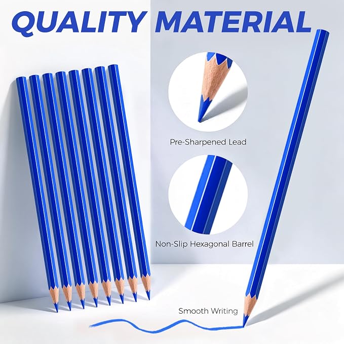 50 PCS blue Colored Pencils, Pre-sharpened Professional Wooden Art Pencils Set for Artists Painting | Premium Drawing Sketching Supplies