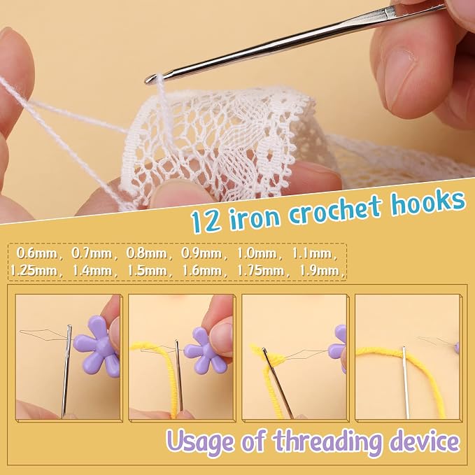 IMZAY 110 Pcs Crochet Hooks Set 0.6–6.5mm Crochet Needles for Yarn | Ergonomic Crochet Hook Set for Arthritic Hands Crochet Needles for Crocheting with Case Knitting Needles for Crocheters