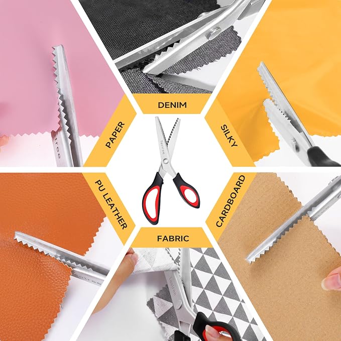 Pinking Shears for Fabric Cutting, Taotree 9.5" zig zag scissors for Fabric