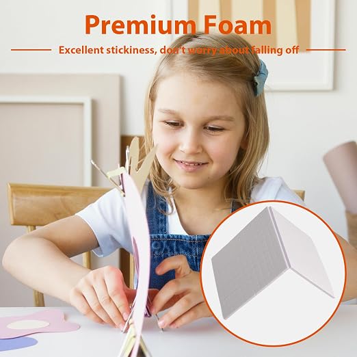 8 Sheets 1320 Pcs Foam Squares 2 Sizes Double Sided Foam Tape Adhesive Dots Mount Stickers for Crafts Office Supplies DIY Crafting Scrapbook Halloween Christmas 2 Sizes (0.47in/12mm, 0.24in/6mm)