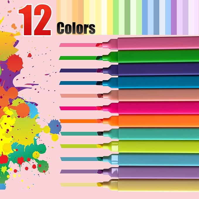 konket 12pc Bible Highlighters And Pens No Bleed Cute Highlighter For Journaling, Candy Cute Pastel Highlighter