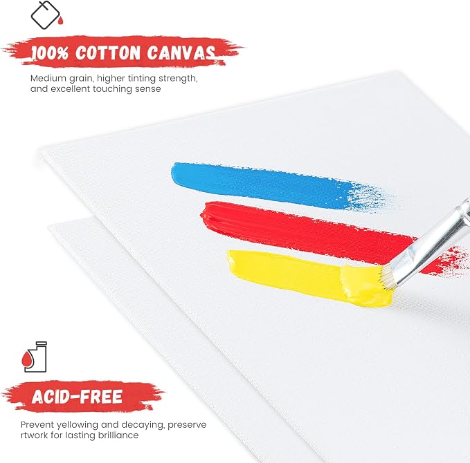 Simetufy 30 Pack Canvas Boards for Painting 11 x 14 inch, Blank Canvas Panels- Gesso Primed Acid-Free 100% Cotton for Acrylics Oil Watercolor Tempera Paints