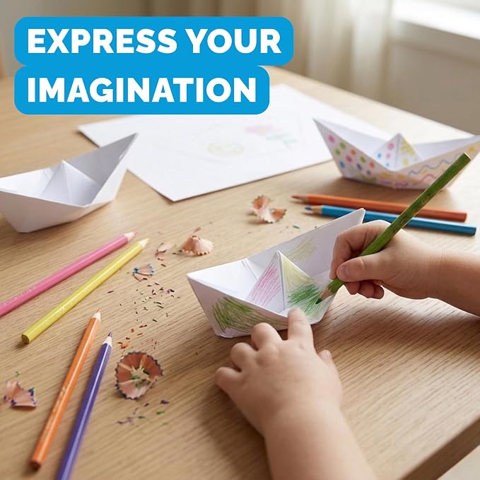 WOYS Floating Origami Boats | Tropical Set | Waterproof Premium Reusable Paper | Screen-Free DIY Arts & Crafts Activity & Gift | 5 Sheets | Bath, Pool & Indoor Play