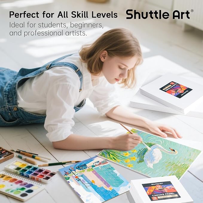Shuttle Art 36 Pack Canvas for Painting, Multi-Size 5x7/8x10/9x12/11x14 Inch, Primed, 100% Cotton Blank Canvas Boards, Ideal Art Supplies for Kids Adults Acrylic Oil Painting