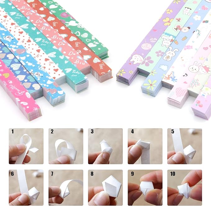 2240 Sheets Origami Star Paper Strips, 4 Cartoon DIY Handcrafts MingQiEven