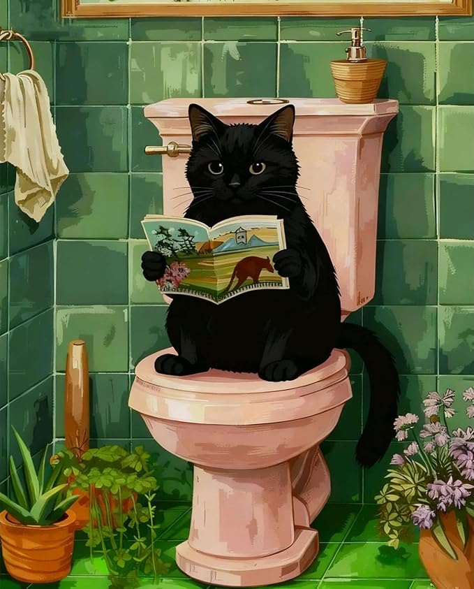 Diamond Art Kits for Adults,funny Black Cat Diamond Painting Kits 12x16in