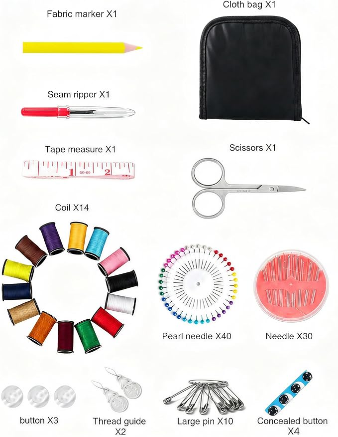 JANREAY Sewing Kit for Adults Travel Mini Kit with 14 Thread Spools