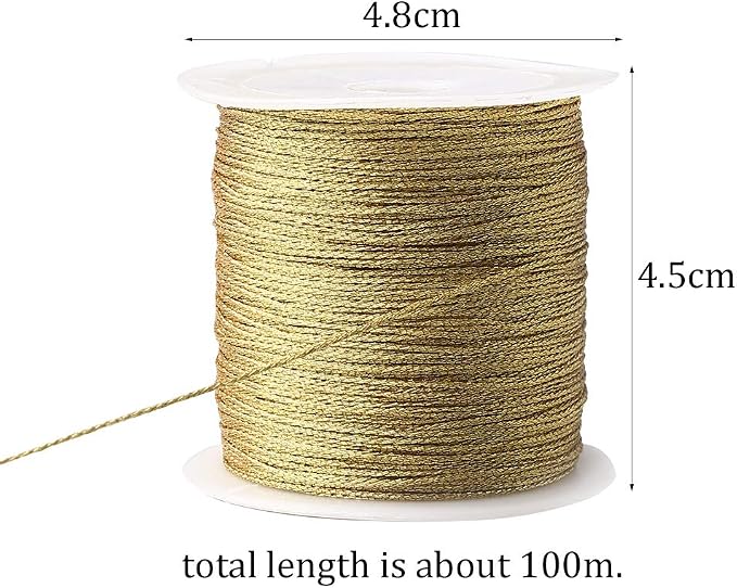 218 Yards/656 Feet Metallic Cord 2 Pcs Spool Metallic Thread