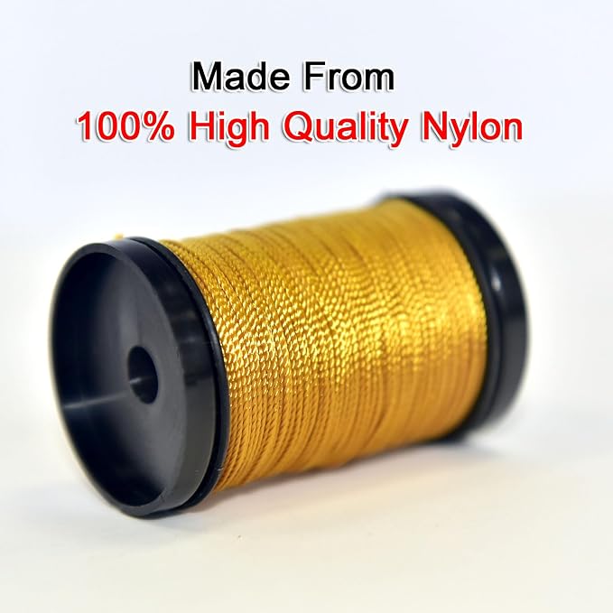 30 Yards Heavy Duty Extra Strong Upholstery Nylon Sewing Thread for Machine, Home, Hand, Craft, and Denim Leather，Color：Gold
