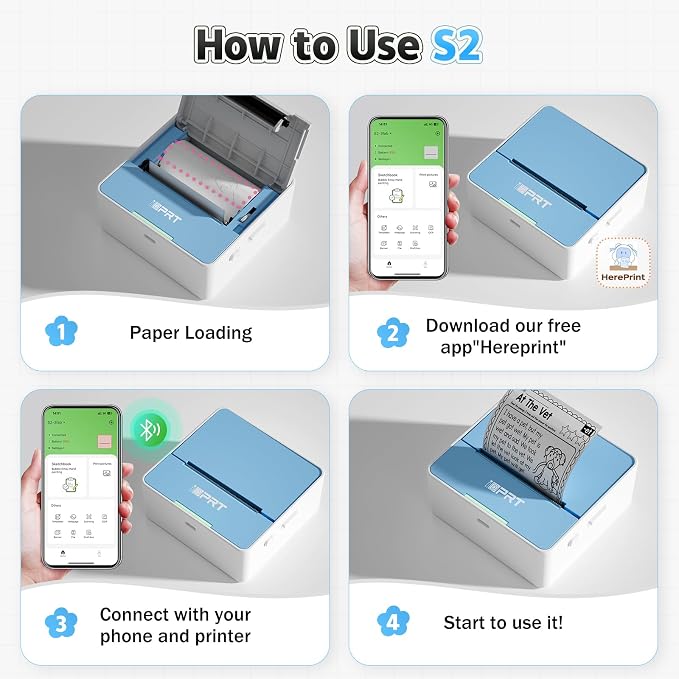 iDPRT Mini Sticker Portable Printer with 1 Roll Sticker Paper