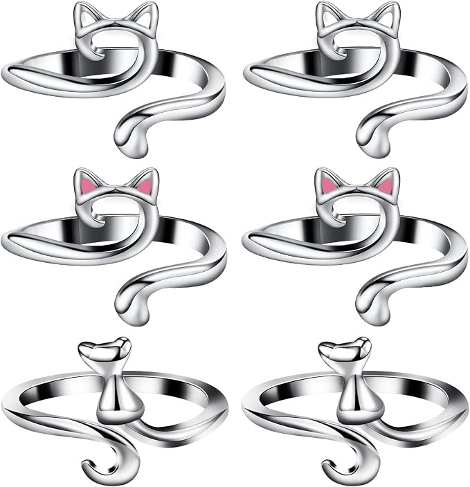 6Pcs Knitting Crochet Tension Ring for Fingers with Box | Metal Open Crochet Ring, Adjusts for Finger Tension, Speeds Up Braided Knitting Work, Ideal Gifts for Mom Grandma Crocheters