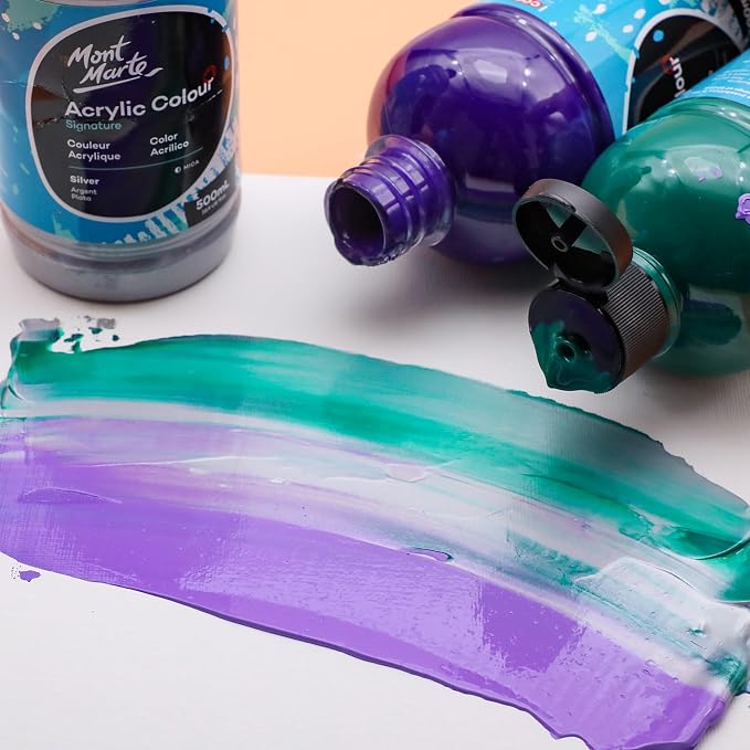 Mont Marte Signature Purple Acrylic Paint, 16.9oz (500ml), Semi-Matte Finish, Suitable for Canvas, Wood, Fabric, Leather, Cardboard, Paper, MDF and Crafts