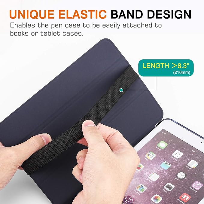 MoKo Elastic Pen Holder for Notebook, 2 Pack PU Leather Pouches